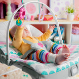Bright Starts Rosy Rainbow Infant to Toddler Rocker with Vibrations, Baby Seat for Girl or Boy, Newborn +