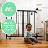 The Stairway+ 46W Series Pet and Baby Gate, Openings 31"-46" Wide, 32.5" Tall - Black