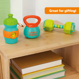 Bright Starts Off to the Gym 3 Piece Gift Set, 3 Fitness Themed Baby Rattles & Toys, Unisex, 3 Months+