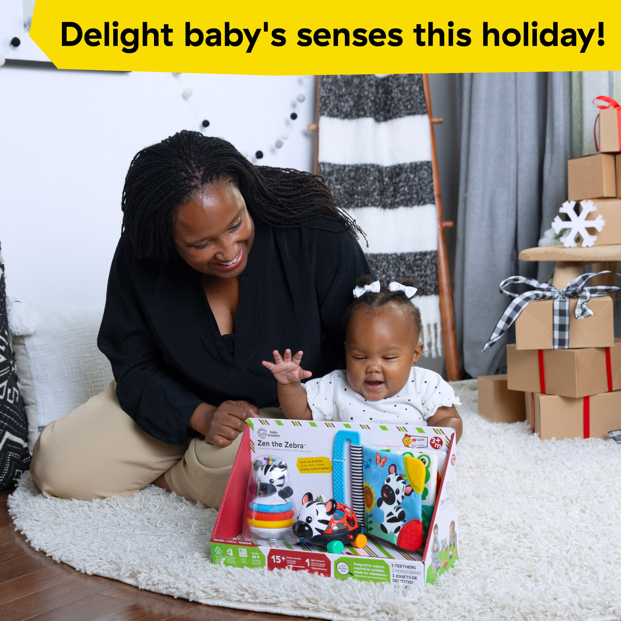 Baby Einstein Zen the Zebra 3-Piece Holiday Gift Set, Ages 3