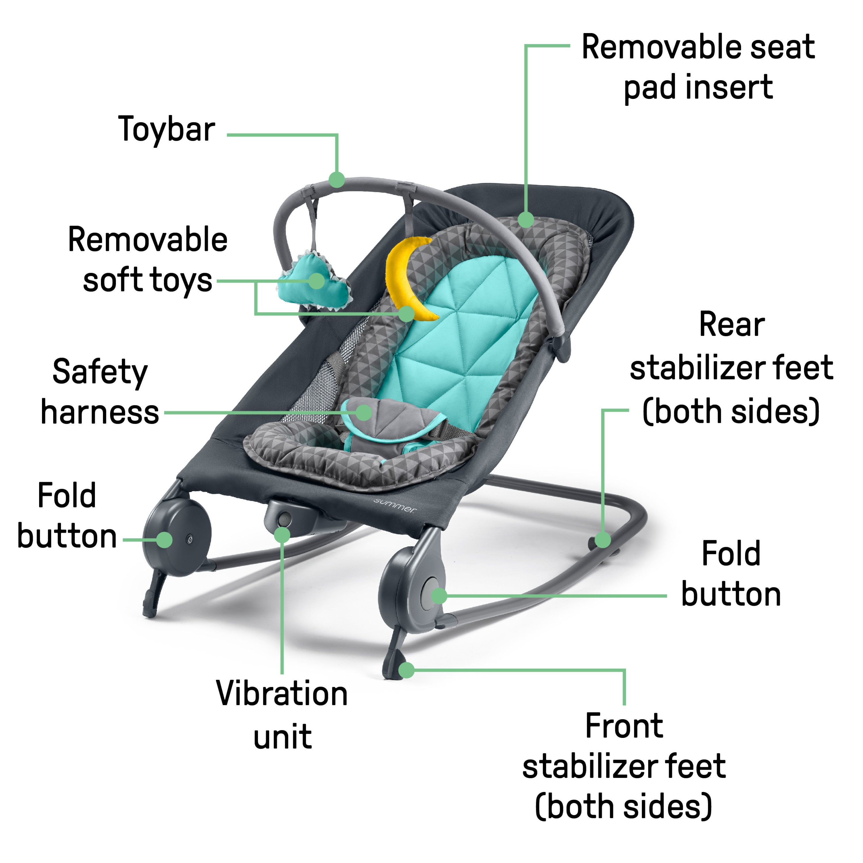 summer infant 2-in-1 bouncer & rocker duo - heather gray 2-in-1 Bouncer & Rocker Duo