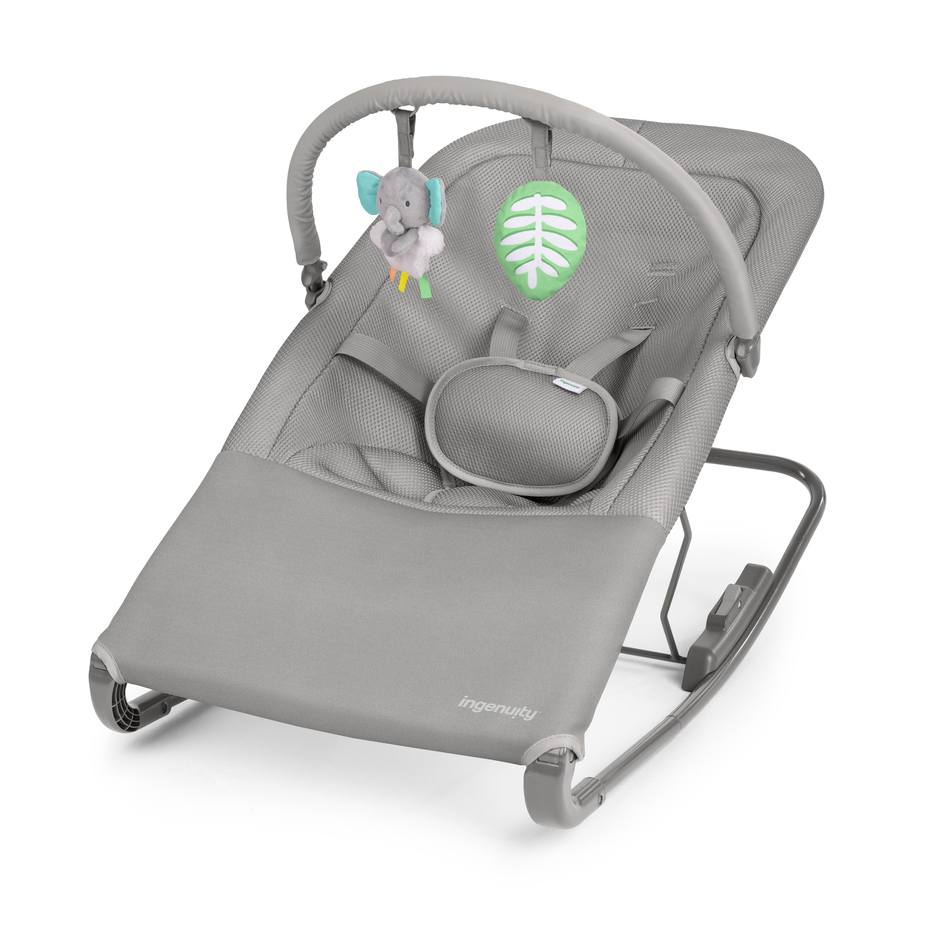 Prima Rocker Toy Ingenuity Nestle Vibrating Rocker, Toy Bar & Travel Bag - Grey – Kids2, LLC