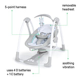 Ingenuity ConvertMe 2-in-1 Compact Portable Baby Swing 2 Infant Seat, Raylan