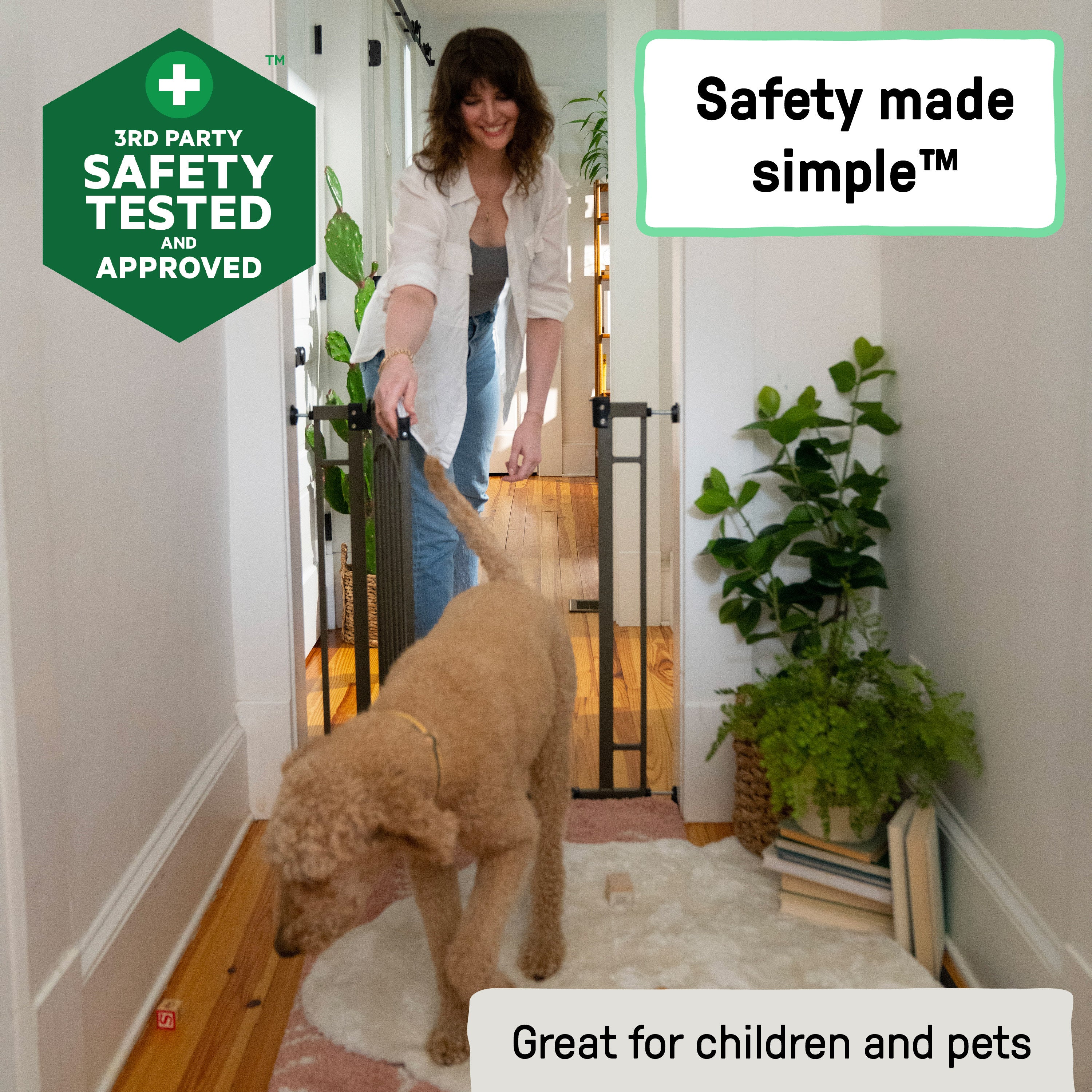 summer infant 48-in x 36-in bronze metal safety gate Ingenuity Decorative Extra Tall Baby Gate & Dog Gate, 28.5"-48" Wide, 36" Tall, Hardware or Pressure Mounted, Install on Top or Bottom of Stairs, Banister, or Doorway