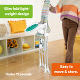 Bright Starts Dine Delight Compact Folding High Chair with 3-Section Plate, Unisex, Playful Paradise Pattern