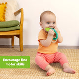 Bright Starts Ribbit Ring Silicone Teether with Frog Charm and Teething Ring, Unisex, Ages 3 Months+
