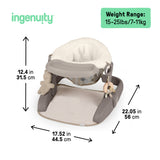 Ingenuity Prop Spot Learn-to-Sit Floor Seat with Tray, Adjustable Baby Support Seat, Soft Boucl Cushion, Foldable - Tan