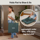 Ingenuity Stow & Go Folding Baby Bouncer Compact Portable Infant Seat with Vibration & Toy - Grey