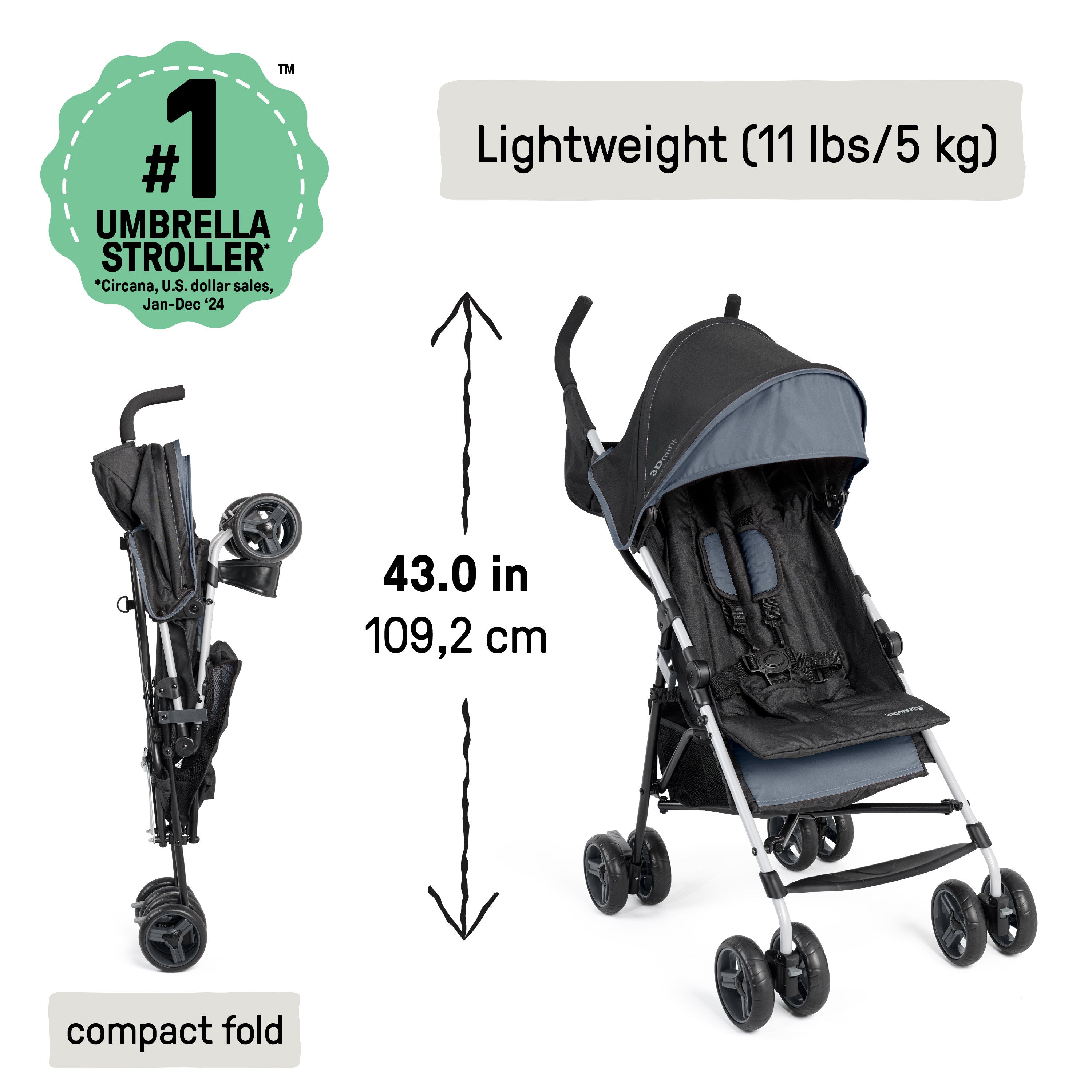 summer infant 3d mini convenience stroller vs 3d lite Ingenuity 3Dmini Convenience Stroller, Slate – Kids2, LLC