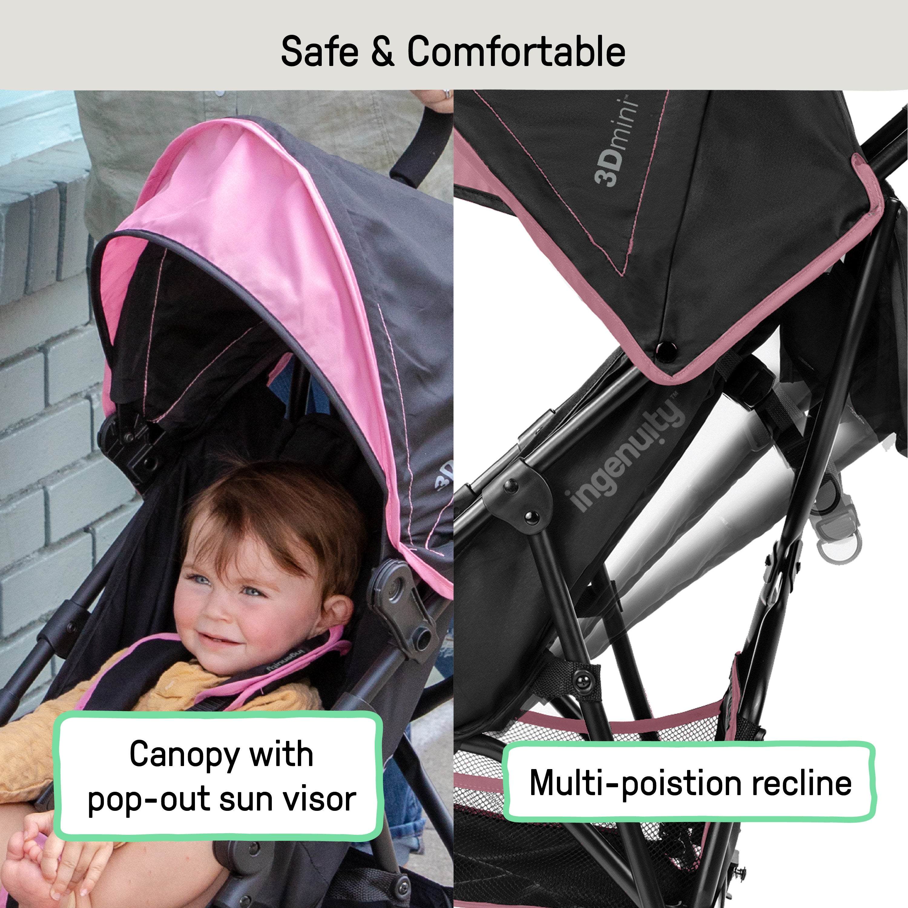 pink double stroller 3Dmini Convenience Stroller