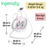 Ingenuity SimpleComfort Multi-Direction Compact Vibrating Baby Swing, Cassidy