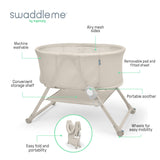 Ingenuity Snooze & Stow Easy-Folding Bassinet with Sound, Light & Vibration - Sand