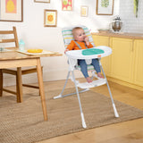 Bright Starts Dine Delight Compact Folding High Chair with 3-Section Plate, Unisex, Playful Paradise Pattern