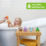 Bright Starts Safari Splashers 6-Piece Baby Bath Toys, Squirting Animal Bath Toy Set, 9 Months+