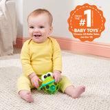 Bright Starts Oball Jingle & Shake Pal, Easy-Grasp Baby Rattle with Chime Ball & Bead Chasers, Frog Character, Green, Newborn+