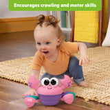 Bright Starts Rockin Crawling Crab Interactive Baby Toy with Music & Dancing, Pink