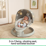 Ingenuity Inlighten Bounce & Sway Swing with Bluetooth & Canopy, 3-in-1 Seat, Ages 0+  Pebble Shore