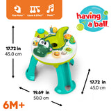 Bright Starts Giggly Gator Pop Activity Table, 45+ Sounds, Melodies & Lights, Spinning Ball Drop, Unisex, 6M+