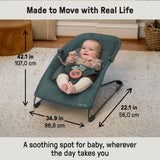 Ingenuity Stow & Go Folding Baby Bouncer Compact Portable Infant Seat with Vibration & Toy - Grey