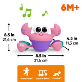 Bright Starts Rockin Crawling Crab Interactive Baby Toy with Music & Dancing, Pink