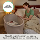 Ingenuity Right Height Adjustable Bassinet for Postpartum Recovery  4 Height Levels, Soothing Vibration, Light & Sound - Sand