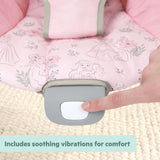 Bright Starts Disney Princess Royal Blooms Vibrating Baby Bouncer, Soothing Motion & Vibrations, 0M+