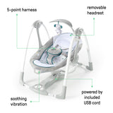 Ingenuity ConvertMe 2-in-1 Compact Portable Baby Swing 2 Infant Seat, Nash