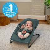 Ingenuity Stow & Go Folding Baby Bouncer Compact Portable Infant Seat with Vibration & Toy - Grey