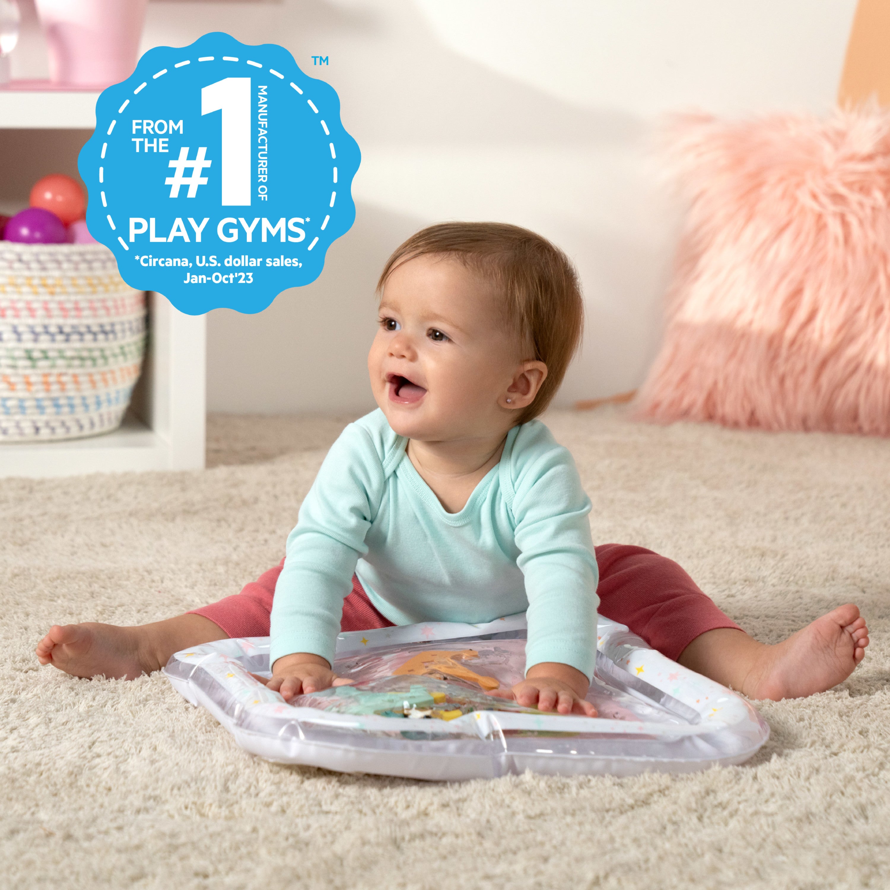 Princess Mat Bright Starts Disney Princess Royal Splash Water Mat, Newborn Baby Play ...