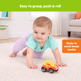 Bright Starts Road Trip 4-Piece Gift Set, Travel Baby Toy Set With Teether Keys, Oball Rattle Roll Car & More, Unisex, 3 Months+