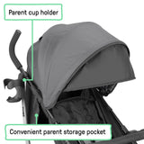 Ingenuity 3Dlite Jewel Convenience Stroller  Lightweight Folding Stroller with Car Seat Compatibility & Extra-Large Canopy - Grey
