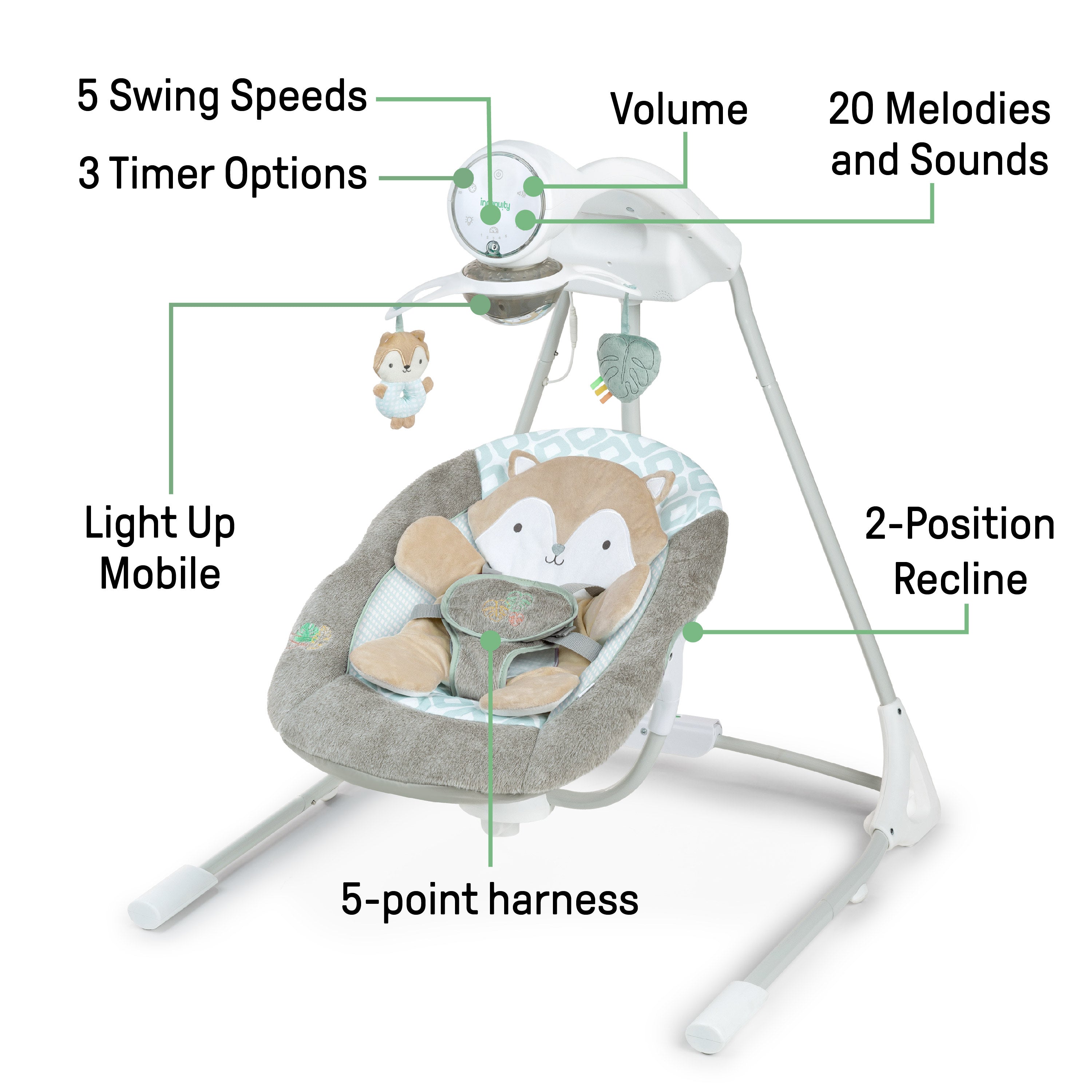 Inlighen InLighten Soothing Swing - Kitt – Kids2, LLC