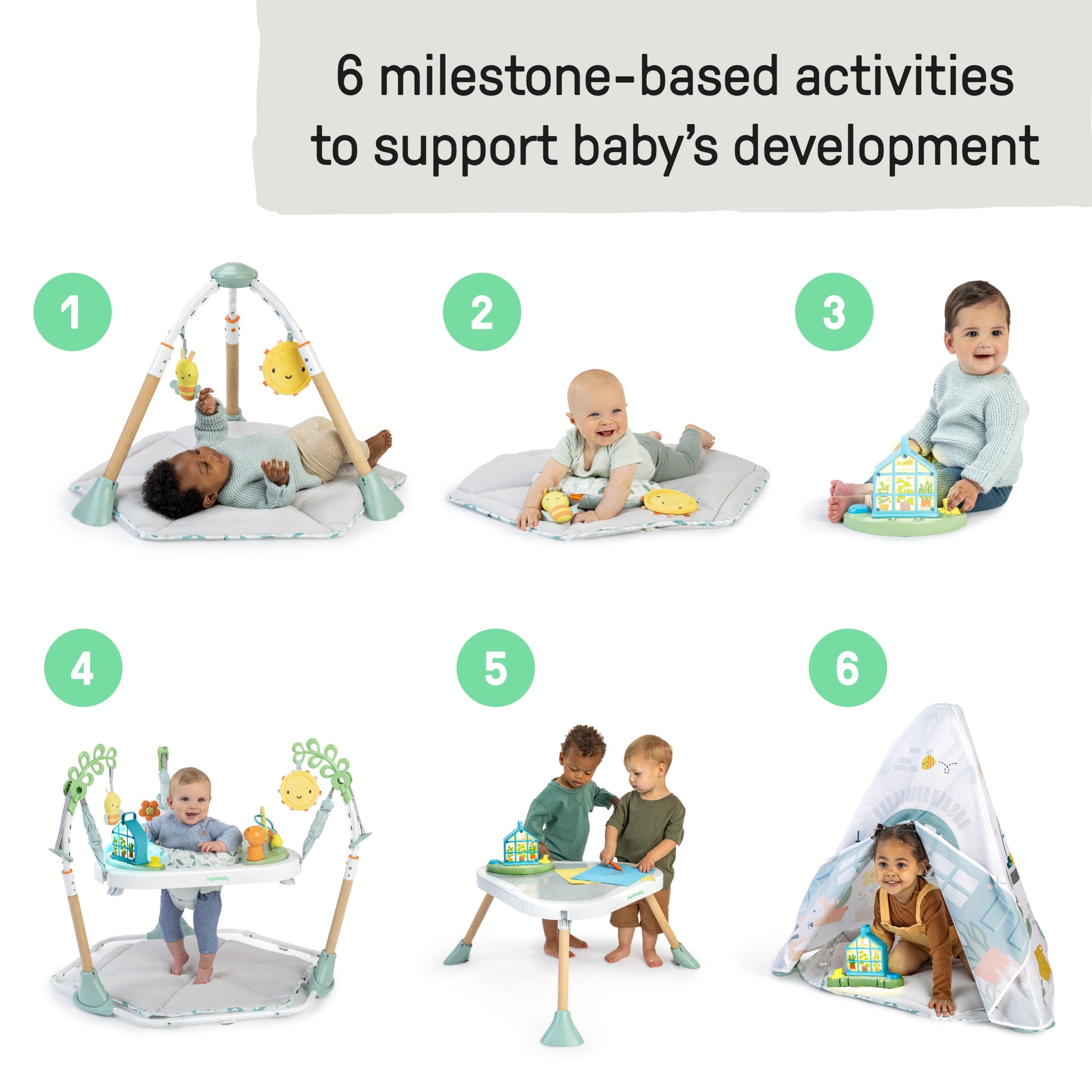 Ingenuity Tummy-to-Toes 6-in-1 Milestone Center, For Ages 0