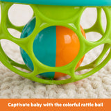 Bright Starts Oball Jingle & Shake Pal, Easy-Grasp Baby Rattle with Chime Ball & Bead Chasers, Frog Character, Green, Newborn+