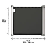 The Thruway 52W Series Pet and Baby Retractable Gate with Tuck Away Mesh, Openings up to 52" Wide - Black