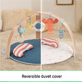 Ingenuity Cozy Spot Duvet Activity Gym with Self-Storage, Machine Washable Mat, Harbor Haven