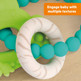 Bright Starts Ribbit Ring Silicone Teether with Frog Charm and Teething Ring, Unisex, Ages 3 Months+