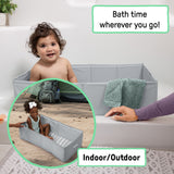 Ingenuity Tuckaway Toddler Tub, Converts Shower to Tub, Folds to Store, 12M-5Y- Grey