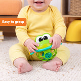 Bright Starts Oball Jingle & Shake Pal, Easy-Grasp Baby Rattle with Chime Ball & Bead Chasers, Frog Character, Green, Newborn+
