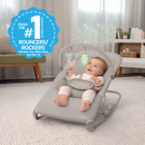 Ingenuity Nestle Vibrating Rocker, Toy Bar & Travel Bag - Grey