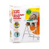 Bright Starts Dine Delight Compact Folding High Chair with 3-Section Plate, Unisex, Playful Paradise Pattern