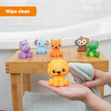 Bright Starts Safari Splashers 6-Piece Baby Bath Toys, Squirting Animal Bath Toy Set, 9 Months+