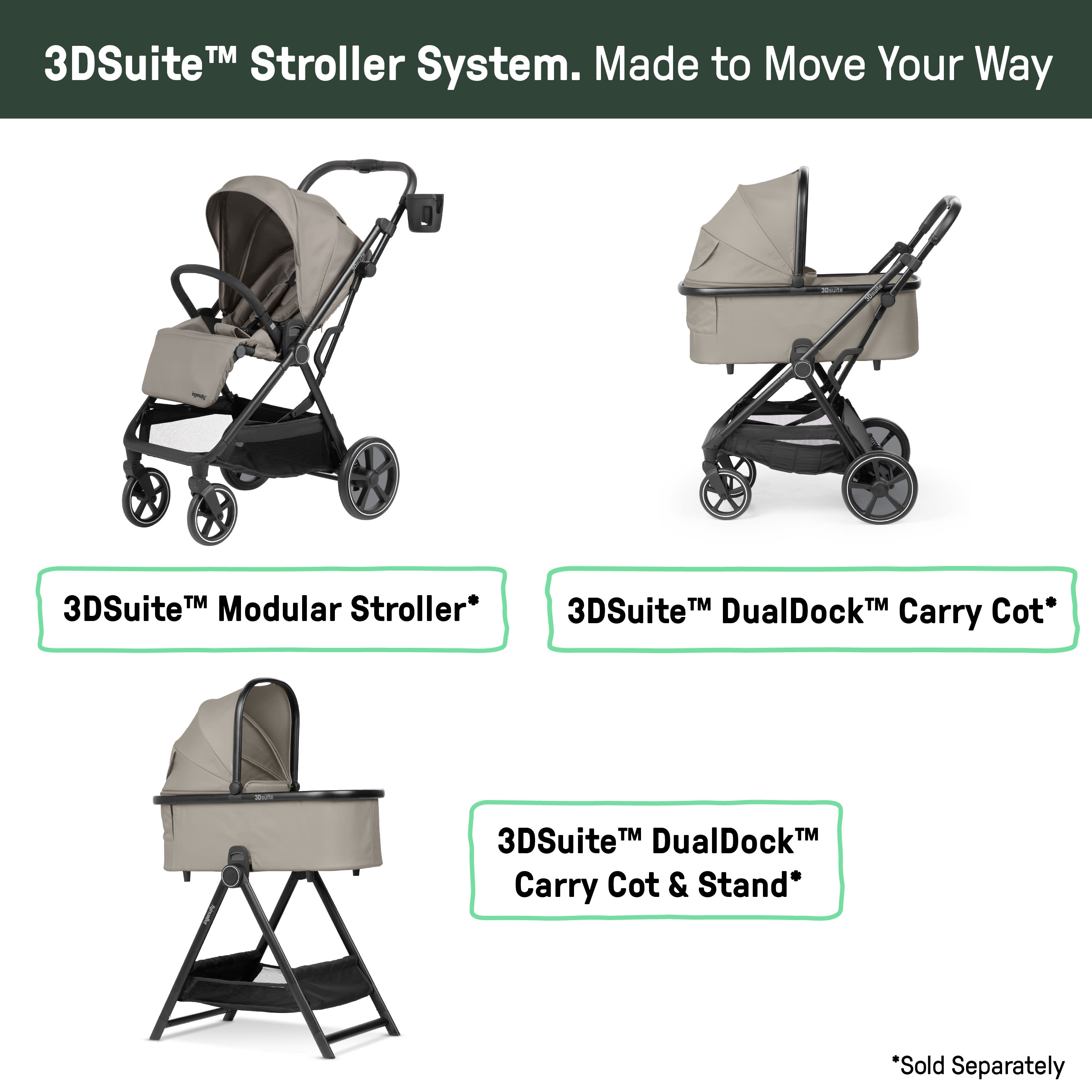 Ingenuity 3DSuite DualDock Carry Cot Stand Folding Bassinet Stand with Storage Basket – Kids2, LLC