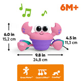 Bright Starts Rockin Crawling Crab Interactive Baby Toy with Music & Dancing, Pink