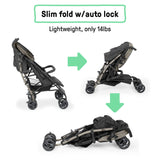Ingenuity 3Dlite Jewel Convenience Stroller  Lightweight Folding Stroller with Car Seat Compatibility & Extra-Large Canopy - Khaki