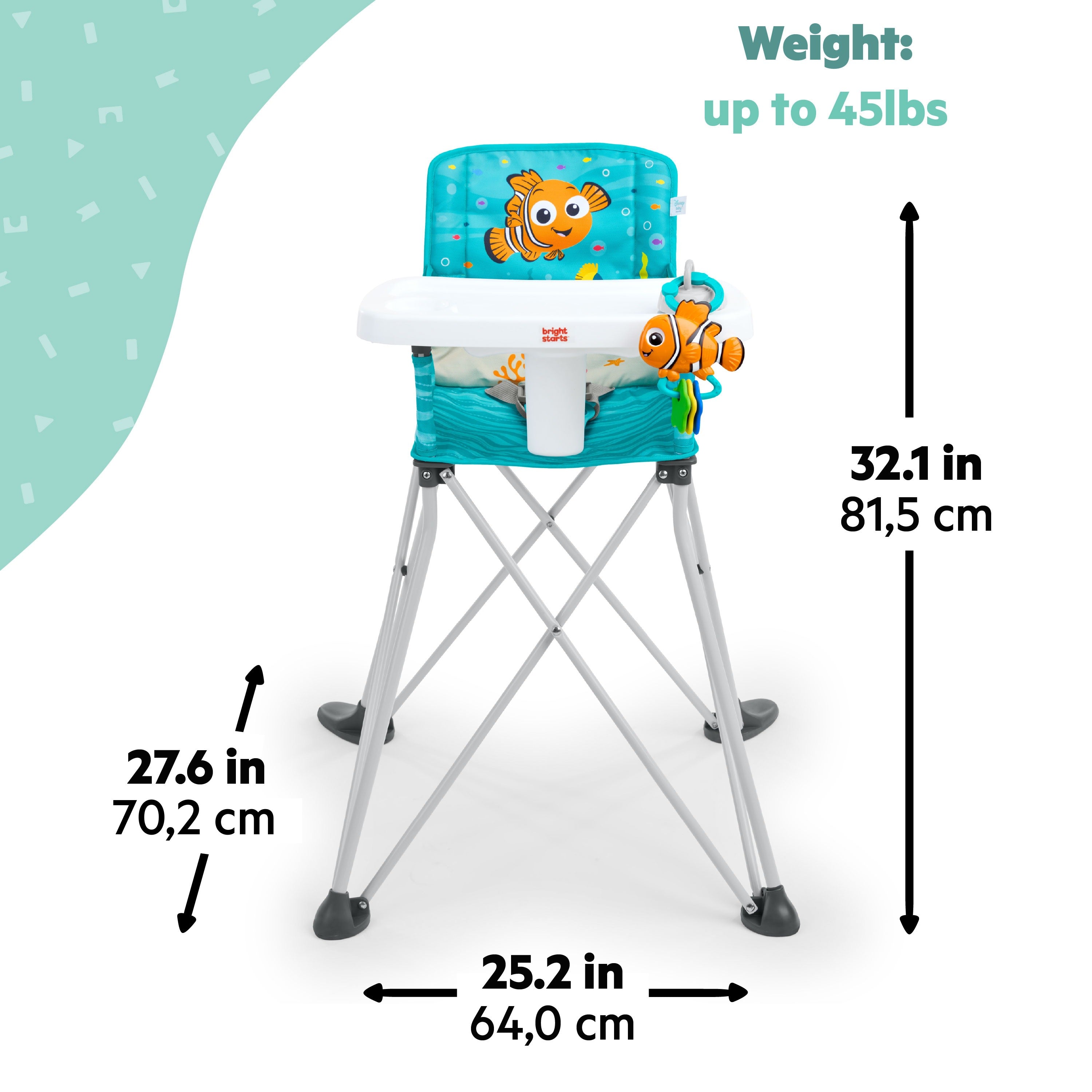 evenflo easy fold high chair manual Disney Baby Finding Nemo Pop N Dine Portable High Chair by Bright Starts – Kids2, LLC