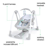 Ingenuity ConvertMe 2-in-1 Compact Portable Baby Swing 2 Infant Seat, Raylan