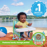 Bright Starts Pop 'N Sit Cabana Portable Booster Chair with UPF Canopy, Indoor/Outdoor, 6 Mos - 3 Yrs - Teal