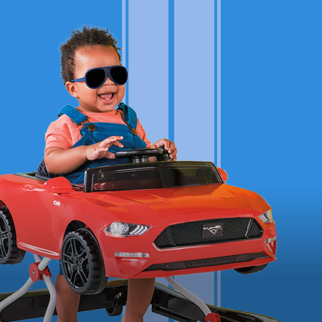 baby in john ford mustang rocker