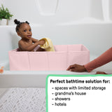 Ingenuity Tuckaway Toddler Tub, Converts Shower to Tub, Folds to Store, 12M-5Y - Pink